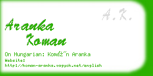 aranka koman business card